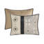 Édredon 7 pièces pour très grand lit - rayure verticale moderne Nuance, rembourré, lavable à la machine, comprend: 2 taies décoratives, coussins carrés, 1 coussin, noir avec coussins décoratifs Charisma, rembourrage,