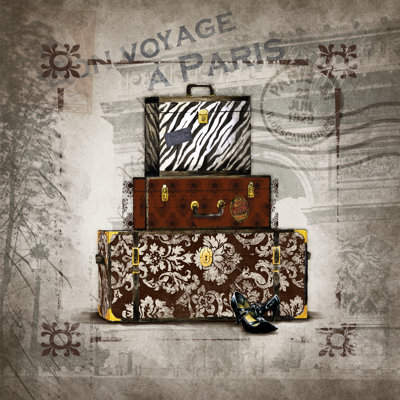 Paris Luggage 3 - Wrapped Canvas Print