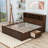 King Two Drawers Wood Platform Bed with Headboard and USB-106897436