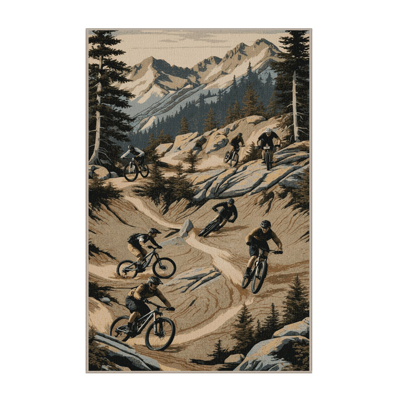 Washable Mountain Biking Sports Area Rug, Runner 2' x 4'