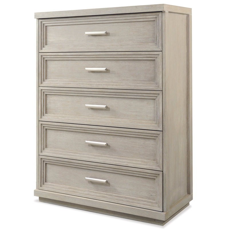 Commode en bois massif 5 tiroirs Kovach, À queue d'aronde