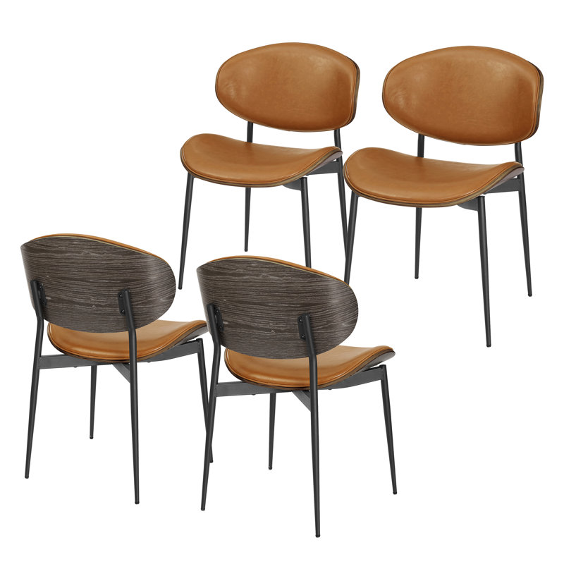 46cm H Upholstered Metal Side Chair, Brown