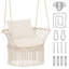 Chaise hamac Macrame, balançoire en corde de coton Boho avec coussin et quincaillerie pour l'intérieur et l'extérieur-184905536