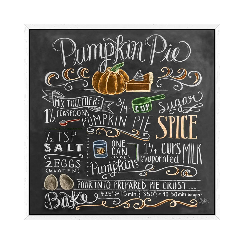Pumpkin Pie Recipe - Print on Canvas, White Floater Framed, 45.72cm H x 45.72cm W x 3.81cm D