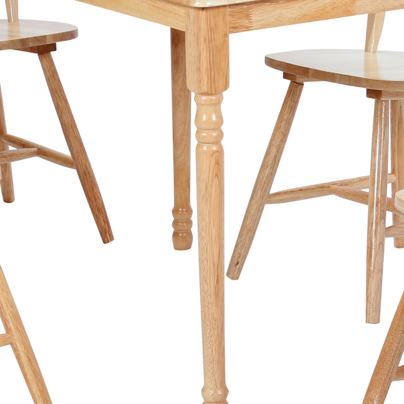 Cano Rubberwood Rectangular Wood Top Dining Table with Stainless Steel Base