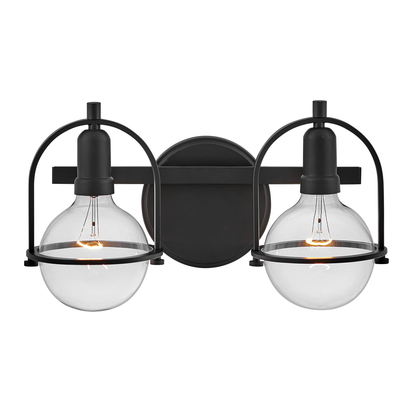 Damiana Vanity Light, Black, 2 Lights, 9" H x 16" W x 7.5" D