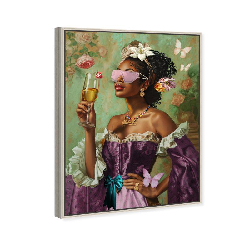 French Queen Elle Canvas Fashion Print by Oliver Gal, 37"H x 31"W, Silver Frame