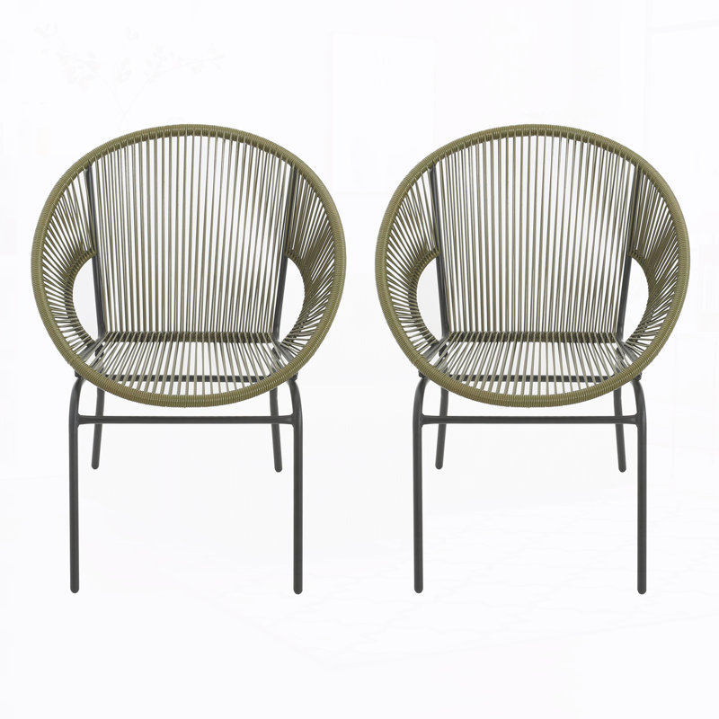 Outdoor Side Chair(Set of 2), Green/Black