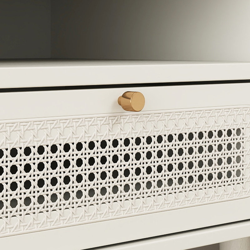 Feeney Dual-Tier Storage Nightstand, Side Table, Cream White