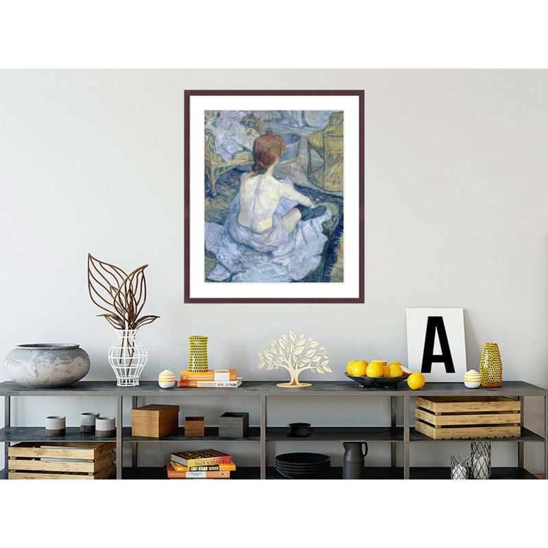 «Femme à sa toilette» par Henri de Toulouse-Lautrec - impression giclée encadrée, H 39,69 po x l 33,5 po