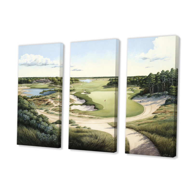 «Golf Course in The Summer», reproduction sur toile 3 pièces, H 32 po x l 48 po, Toile tendue, Sans cadre