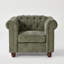 Ensemble de salon Perry 3 pièces en chenille Chesterfield, canapé et 2 fauteuils d'appoint