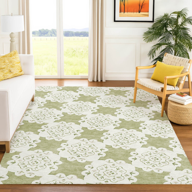 Machine Washable Indoor/Outdoor Bourkelands ACN2352 Casual Rug, Rectangle 10' x 14'