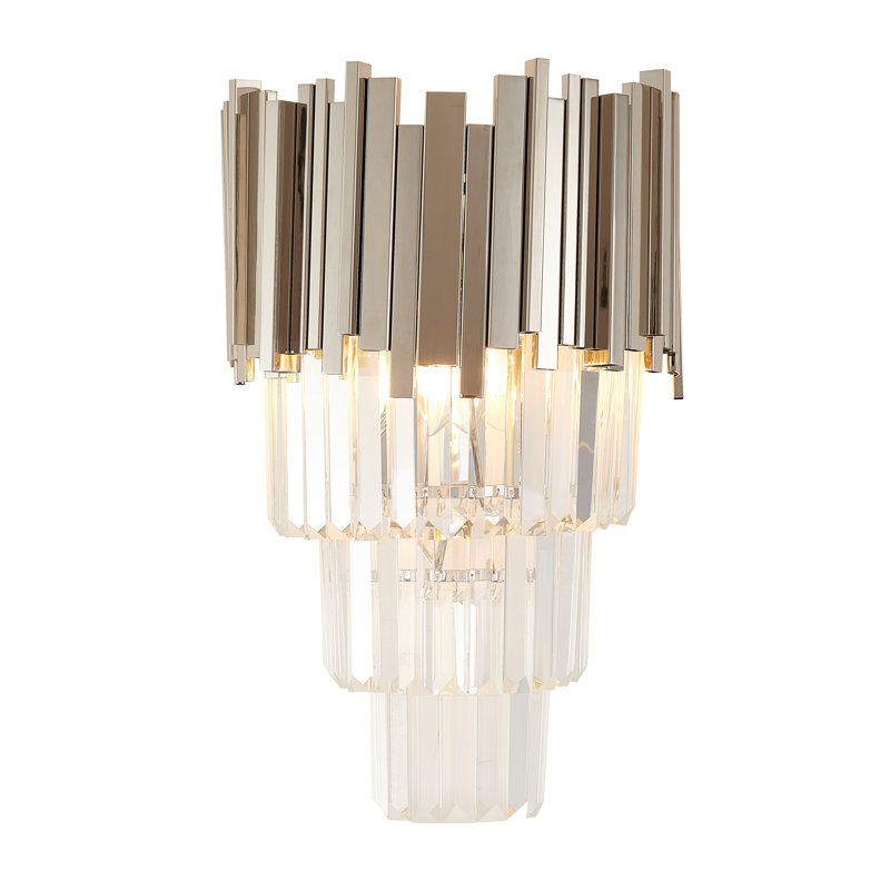 Keasler 1 Light Modern Crystal Wall Sconce, Shiny Nickel