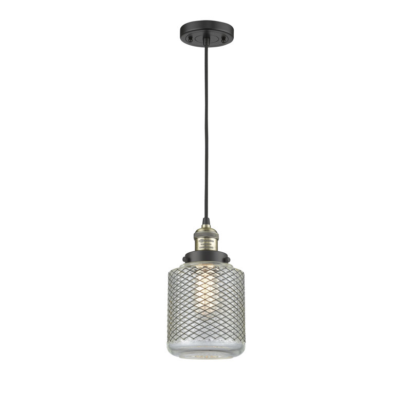 Luminaire suspendu cylindrique 1 lumière Iyana, Ampoule non incluse, Laiton antique noir