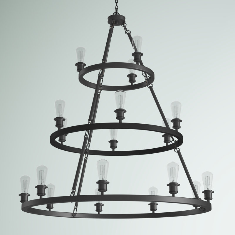 Nicolao 18 - Light Dimmable Wagon Wheel Chandelier, No Bulb Included