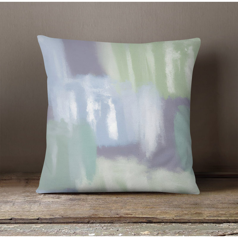 Throw Pillow With Insert, 16"H x 16"W, Blue/Green Abstract 7
