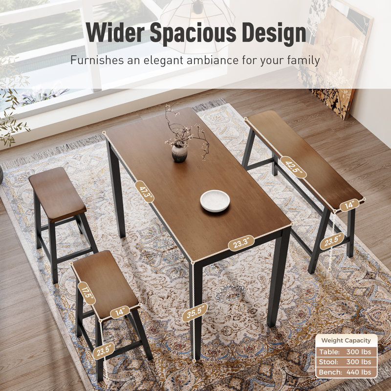 4 - Person Dining Set, Walnut/Black
