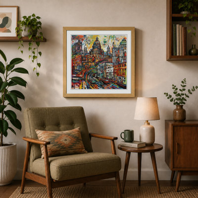 City Of Belfast Expressionism - Single Picture Frame Print on Wood