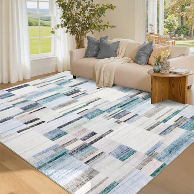 Tapis géométrique moderne lavable à la machine avec envers antidérapant et non délestant