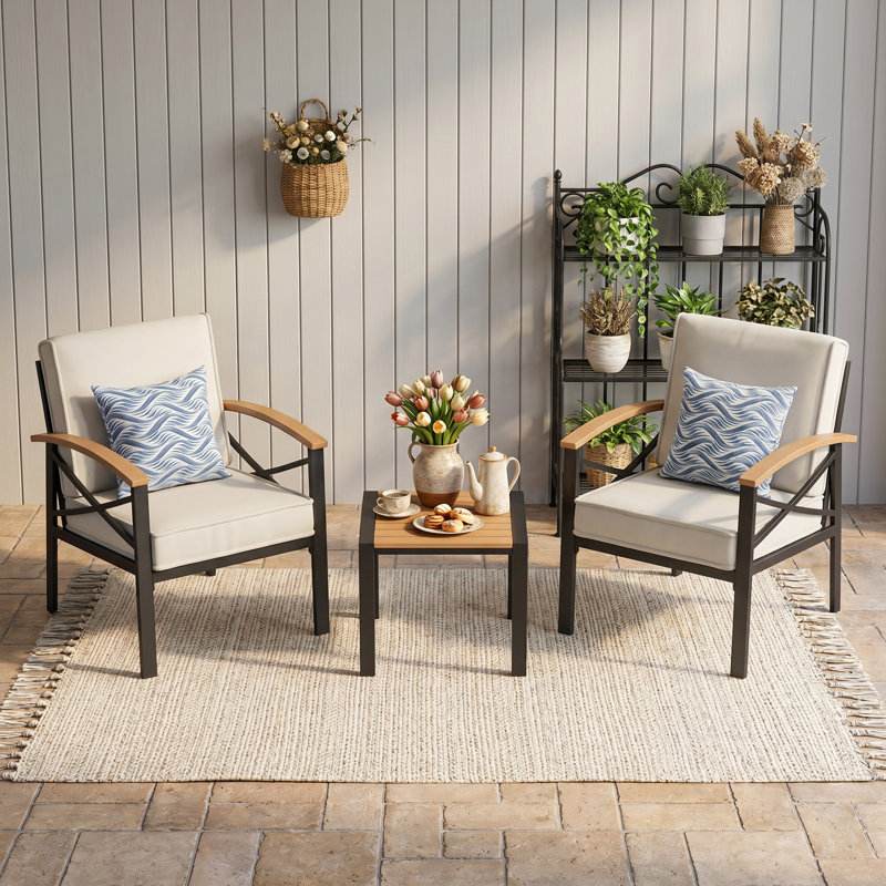 3-Piece Outdoor Conversation Set, Beige