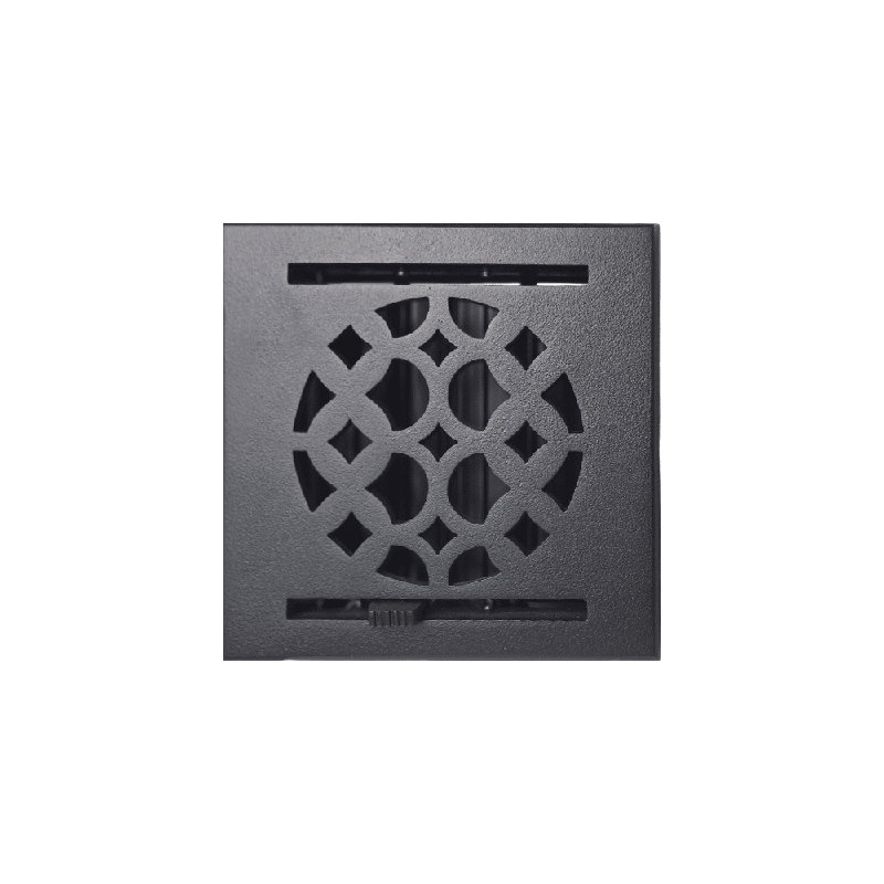 Couvercle de ventilation en fonte d'aluminium, façade carrée 6 x 6, évent rond 4 po, VR100, avec registre