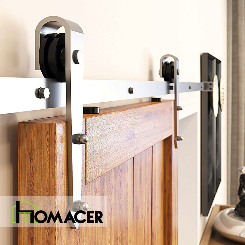 Brushed Nickel Arrow Design Non-Bypass Single Track One Door Hardware Kit( Door Not Included), 60 in.