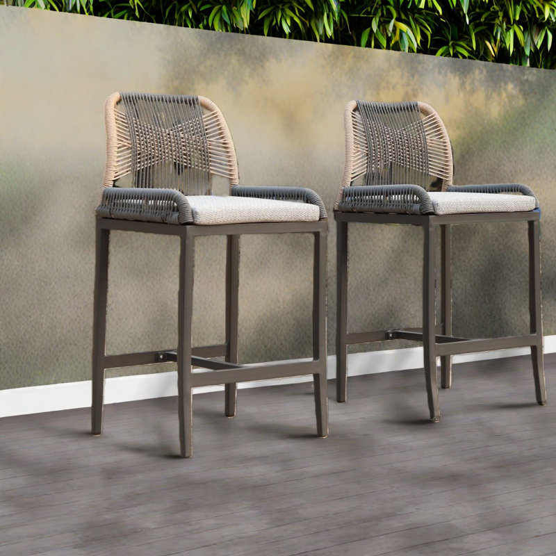 Tabourets de bar de confort, chaises modernes en corde d'aluminium pour bar de patio