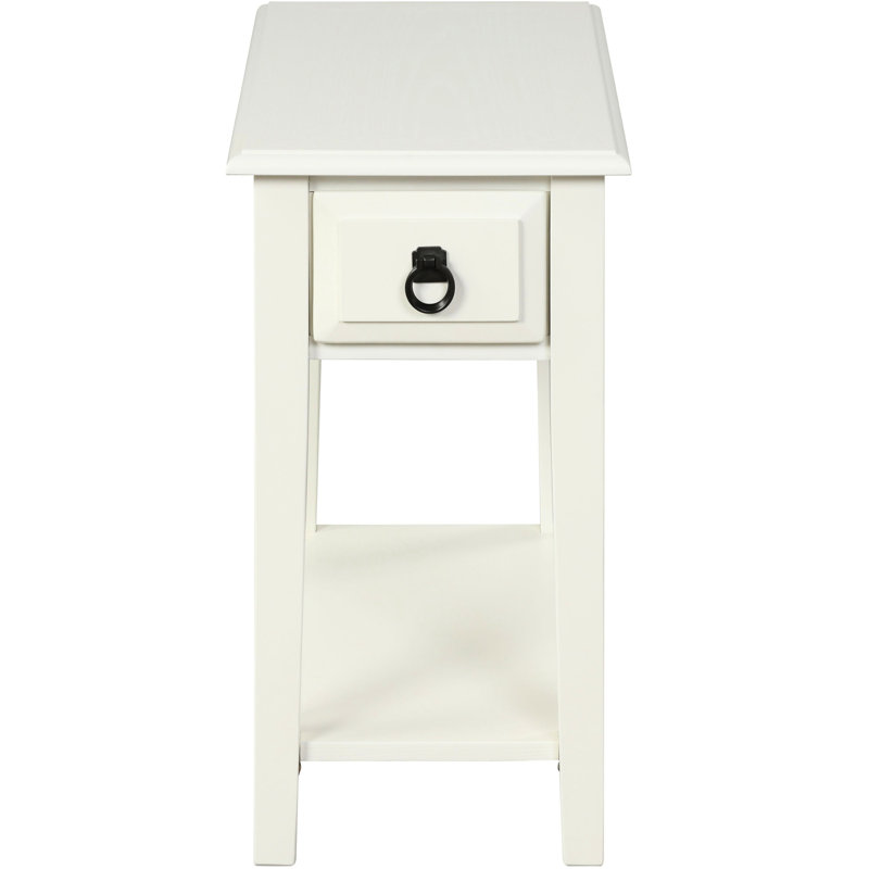 Table rectangulaire blanche avec tiroir et tablette pour le décor de la chambre à coucher, profondeur de 12 pouces