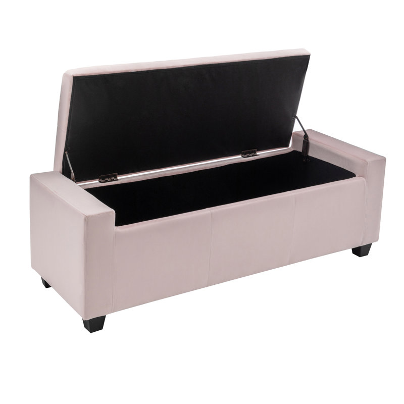 Banc de rangement rembourré en velours Muneeb, Rose