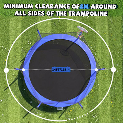 14 ft Large Outdoor Recreational Backyard Trampoline with Safety Enclosure Net for Children