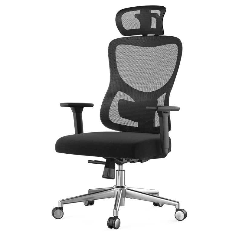 Ergonomic Office Chair,Mesh Desk Chair With Adjustable Lumbar Support And Headrest,Comfy Computer Chair With 3D Armrest Recling Swivel Chair For Home And Office, Black & Black