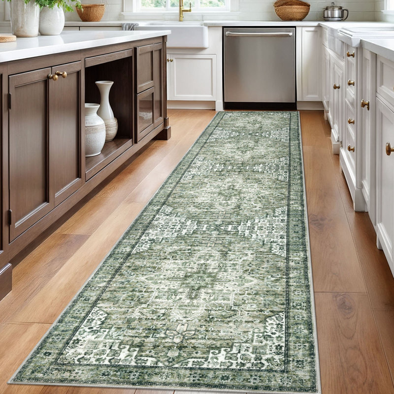 Tapis verts lavables antidérapants, Tapis de couloir 2 pi 7 po x 12 pi