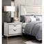 Table de chevet Modern 2 en blanc antique pour solution de rangement pour chambre à coucher 2 tons avec combinaison de pieds en métal
