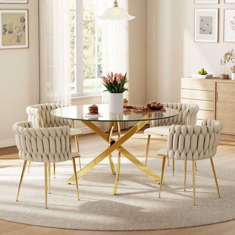 Table de salle à manger Azaryah, Beige, H 29,5 po x L 47 po x l 47 po