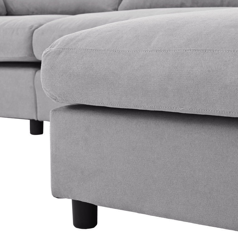 4 - Piece 113'' Upholstery L Shaped Sectional Sofa, Sectional Sofa Couch, L Shaped Sofa with Convertible Chaise