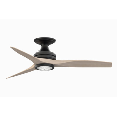 Spitfire 48 inch Flush Indoor/Outdoor Ceiling Fan with LED Light Kit - Black with Washed White Blades