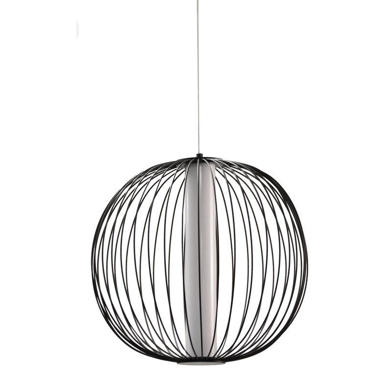 Luminaire suspendu sphérique unique et remarquable à 4 lumières DEL, Noir mat