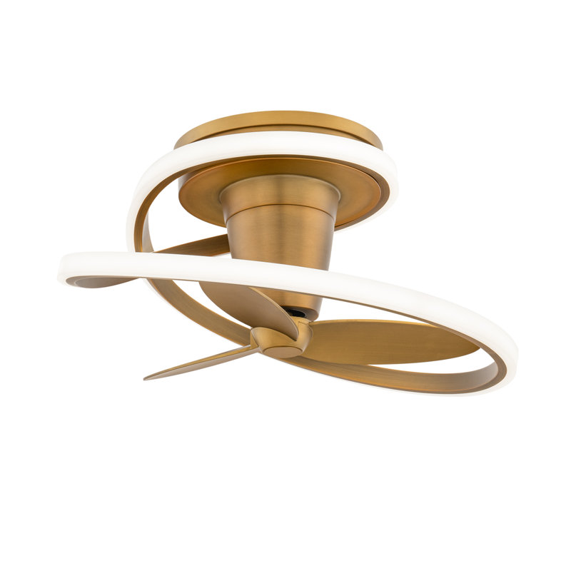 Ventilateur de plafond intelligent 28 po avec lumières DEL et télécommande Bluetooth inclus Velce, Laiton antique