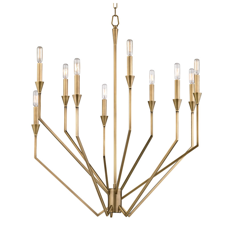 Archie 10 - Light Chandelier, Aged Brass