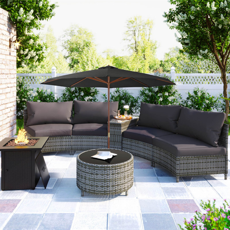 Saxis Outdoor Parasol with Wooden Pole, Anthracite