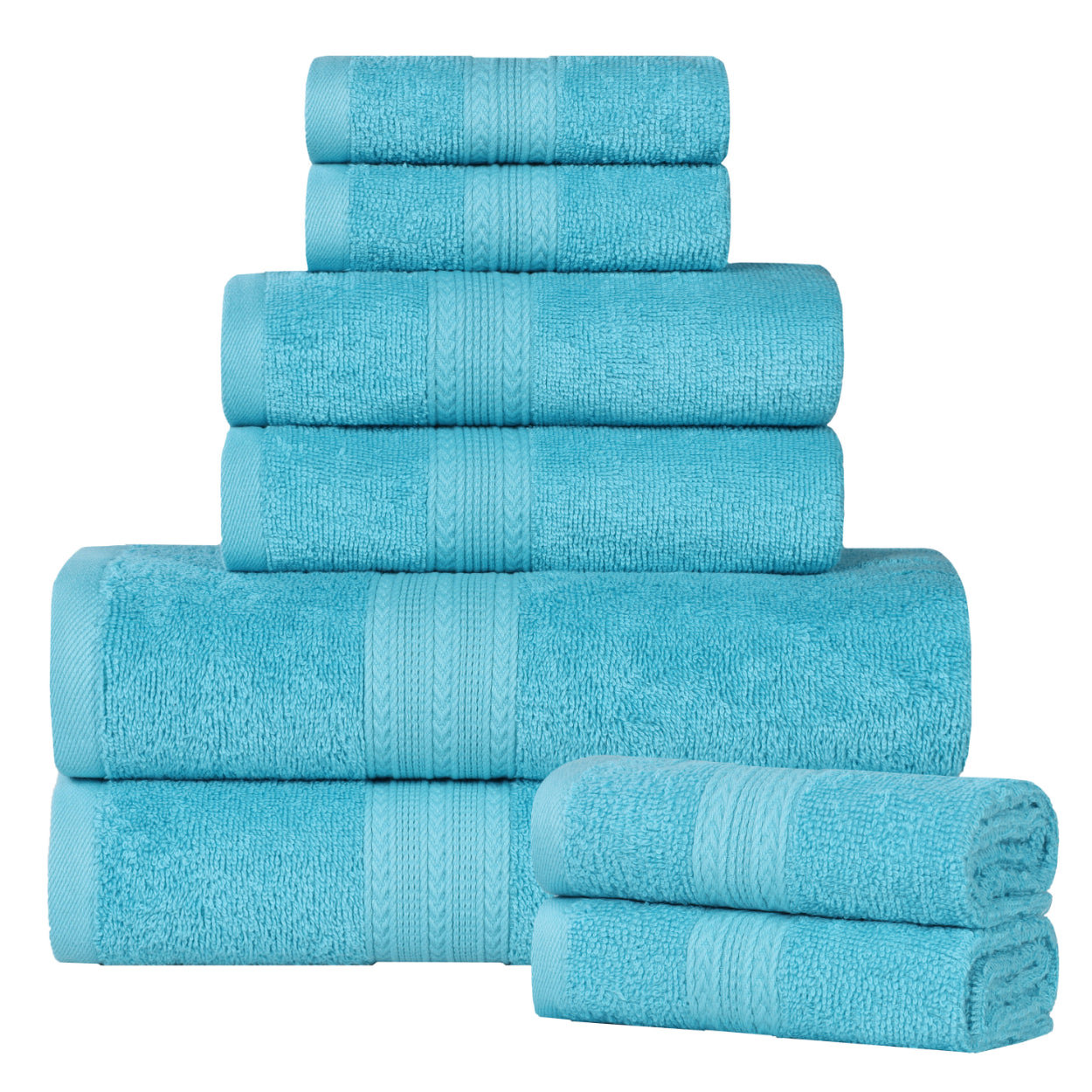 Asleigh 8-Piece Cotton Towel Set, Turquoise