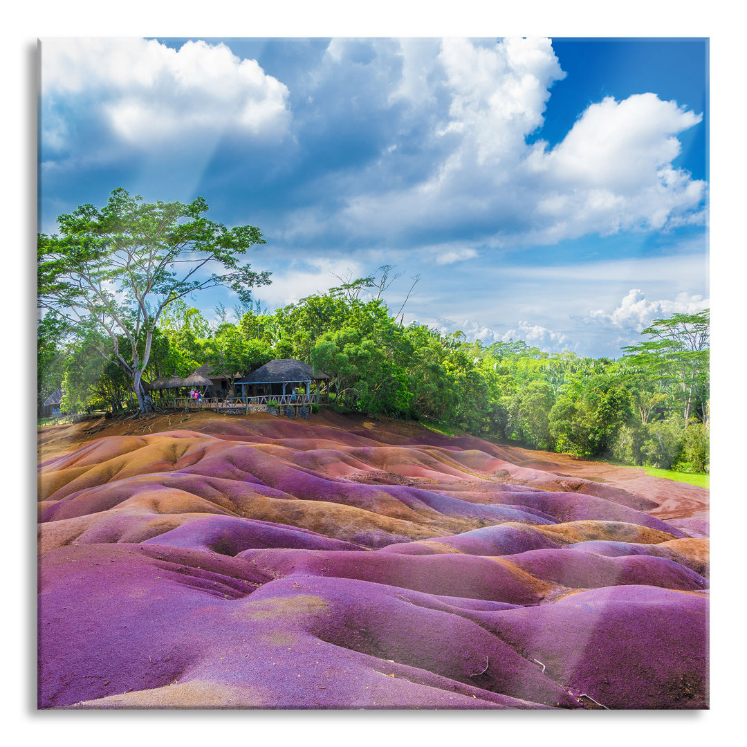 Ungerahmtes Foto auf Glas "Siebenfarbige Erde bei Chamarel in Mauritius"