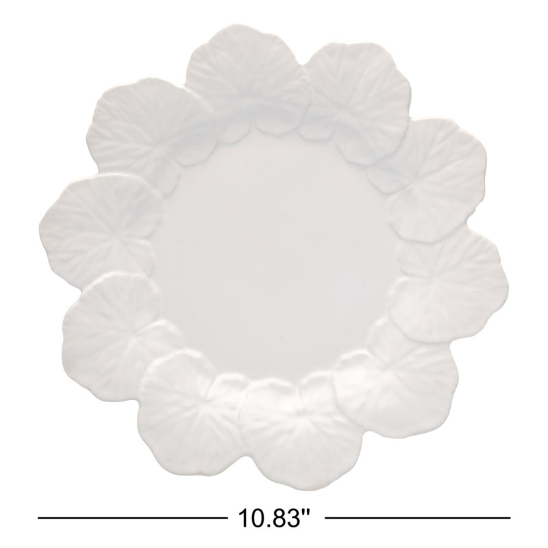 Geranium Earthenware Dinner Plate, White