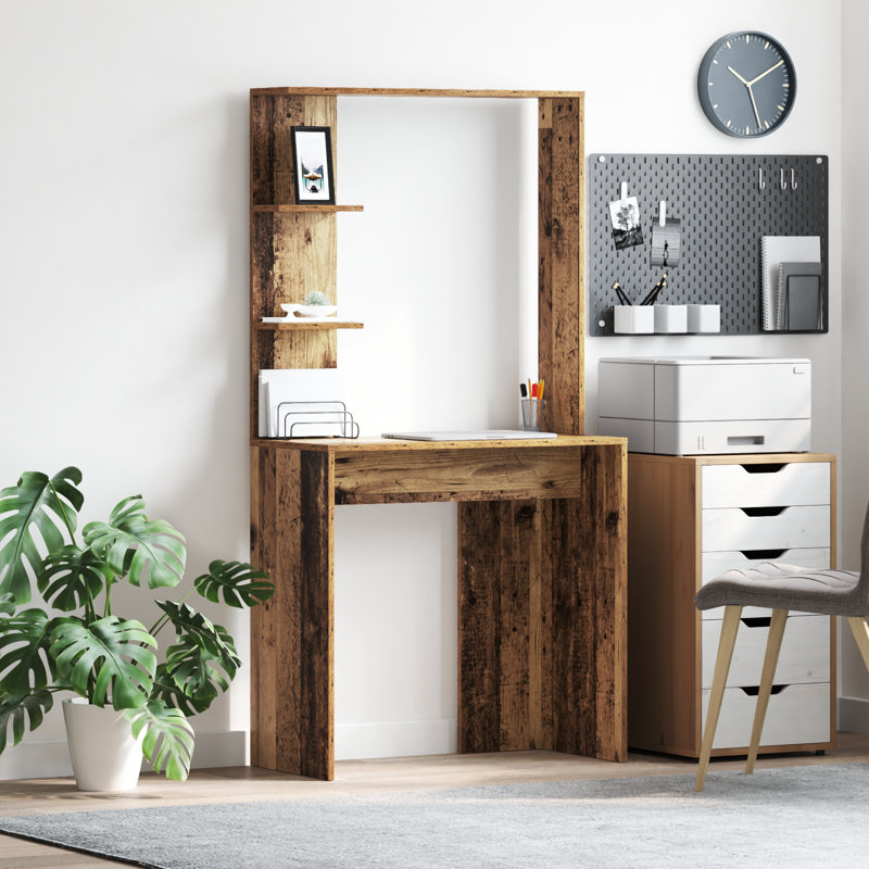 Computer Desk Solid Wood, MDF Compact, Old Wood