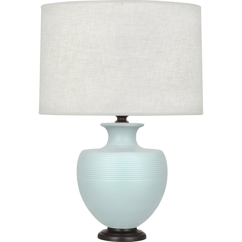 Atlas Table Lamp, Matte Sky Blue/Deep Patina Bronze