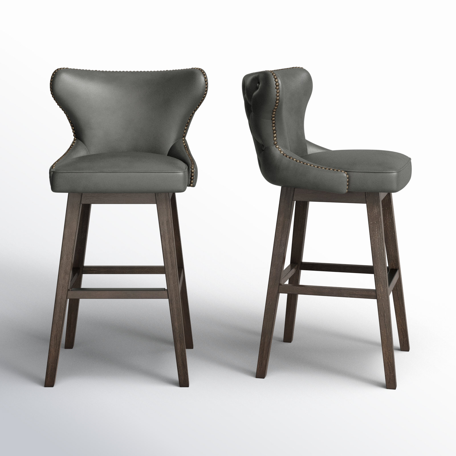 Carline Swivel Bar and Counter Stool, Bar Stool (30" Seat Height), Wax Elephant Faux Leather