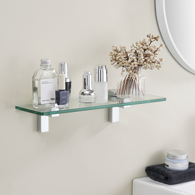 Eunson Floating Shelf, Polished Chrome, 3.5" H x 15.8" W x 4.7" D