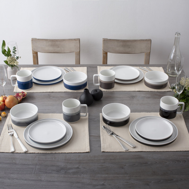 Service de table 12 pièces Noritake Colorstax Stripe, service pour 4, Brun