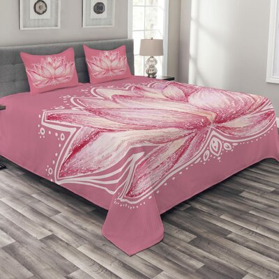 Baby Pink/Cream Microfiber Eclectic Coverlet Set -  Ambesonne, bed_31969_king